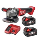 Milwaukee M18 CAG115XPD-402C Paddle Switch Angle Grinder with 2 x 4ah Batteries [006496]