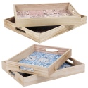 2pc Chic Wooden Serving Tray - Blue [459708]