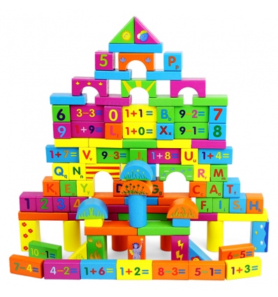 URBN-TOYS 100 Pcs Wooden Number Building Blocks [390701](AC7673)