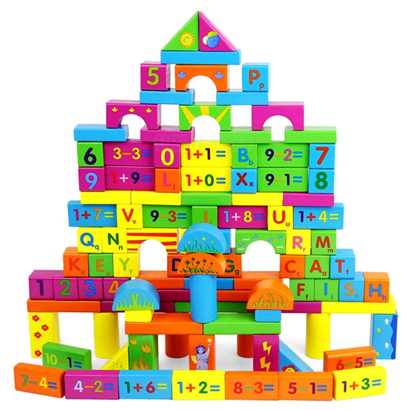 Bricks  Eco  Toy Blocks  Building  Wood  Lot 100pcs Natural Wooden Kids 