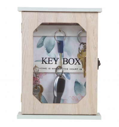 Floral Wooden Key Cabinet With Glass Front [567595]