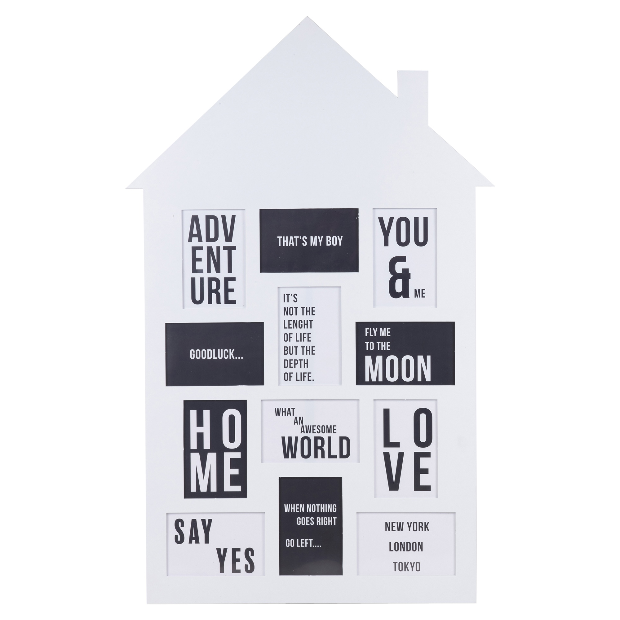 Large Photo Frame House Shaped 12 Frames Wedding Family Picture Black