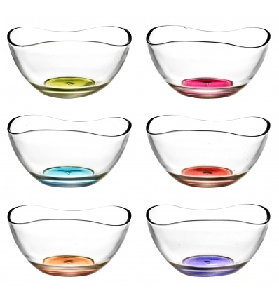 Coral Coloured Dessert Bowl 6pc Set Wavy Design [181054]