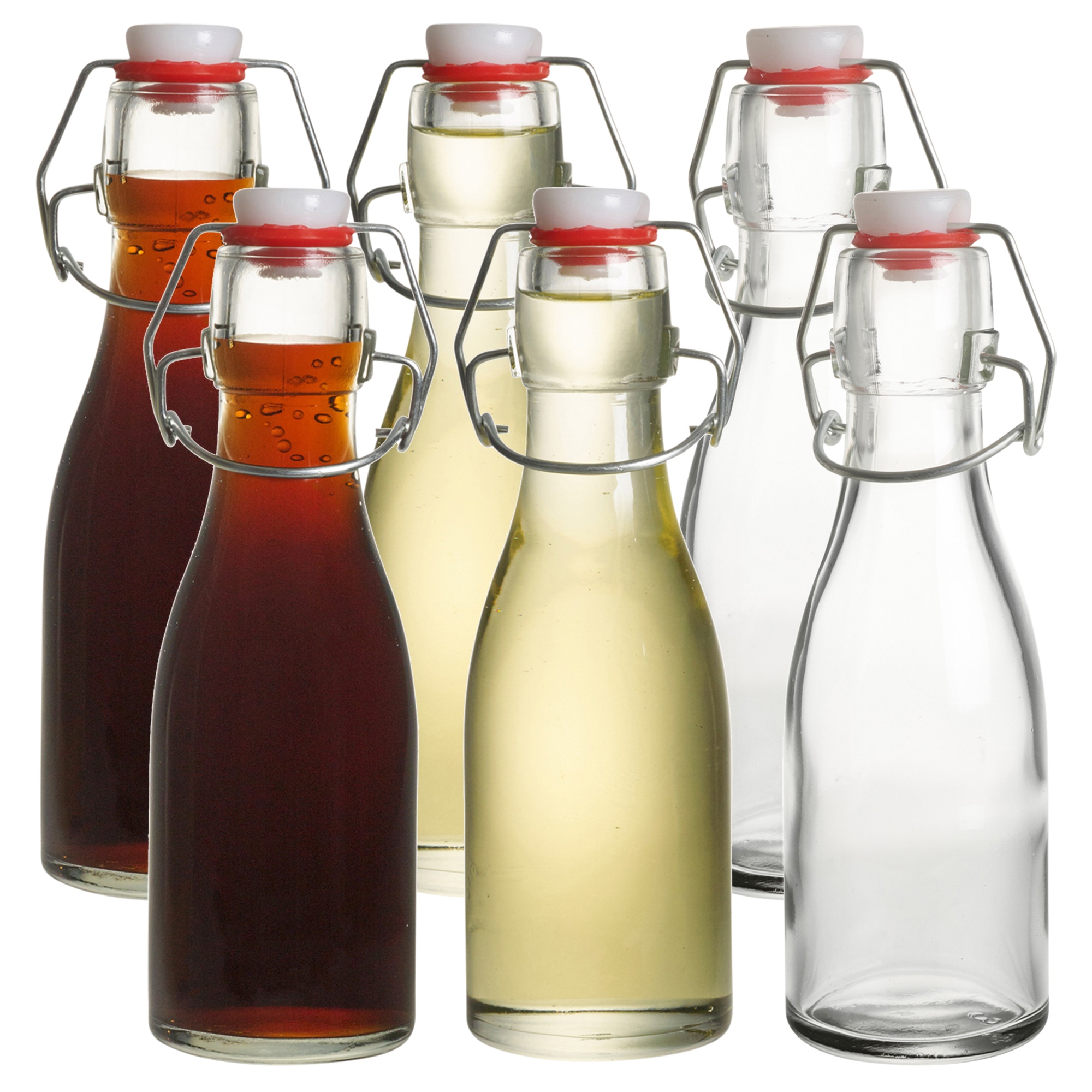 6 x 150ml Oil & Vinegar Glass Swing Lid Bottles Retro Restaurant