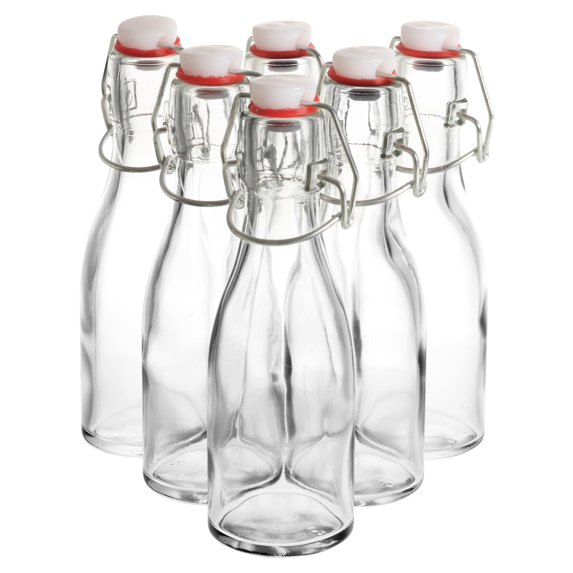 6 x 150ml Oil & Vinegar Glass Swing Lid Bottles Retro Restaurant