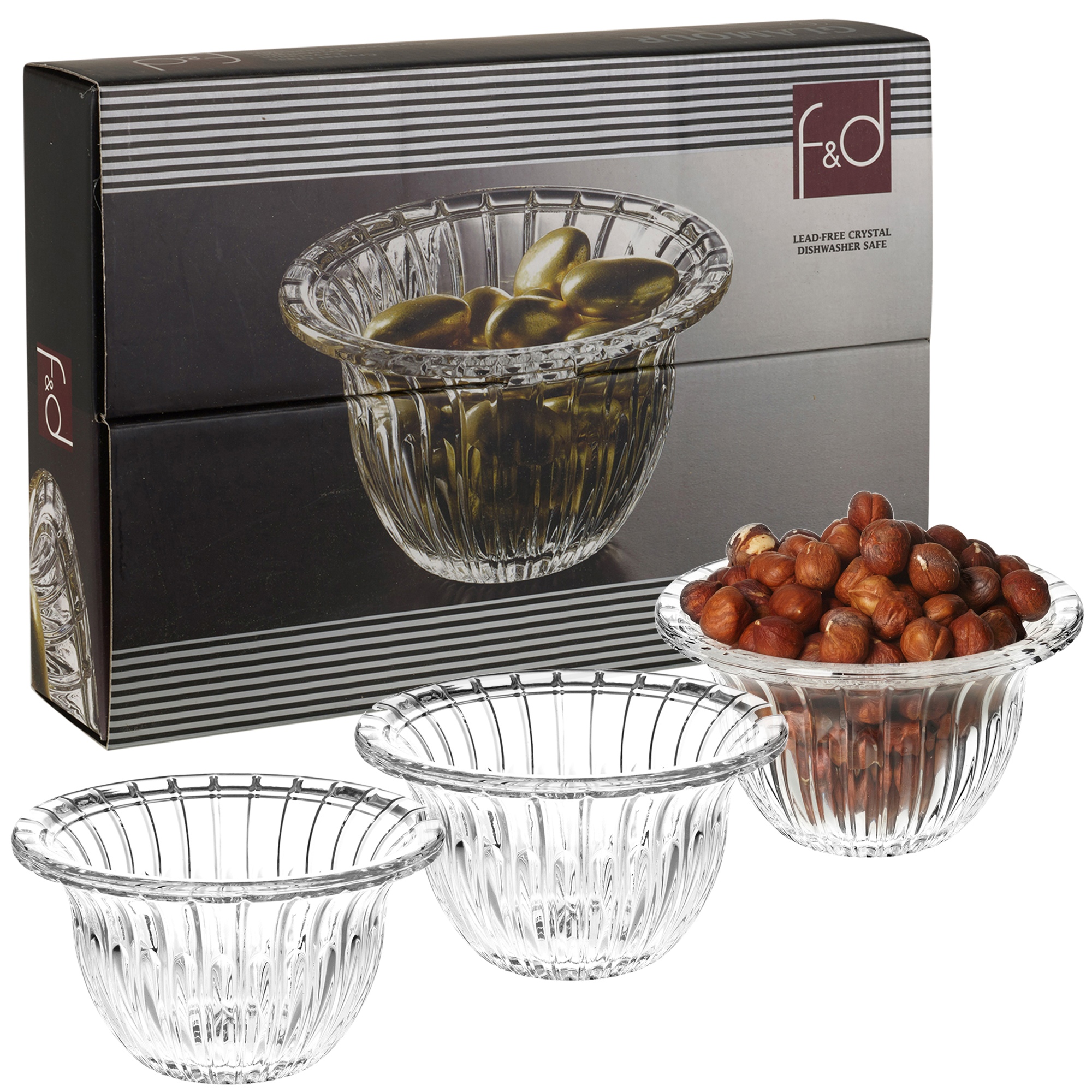 6 x F&D Lead Free Crystal Glass Dessert Ice Cream Bowls Snack Dish Gift Box Set eBay
