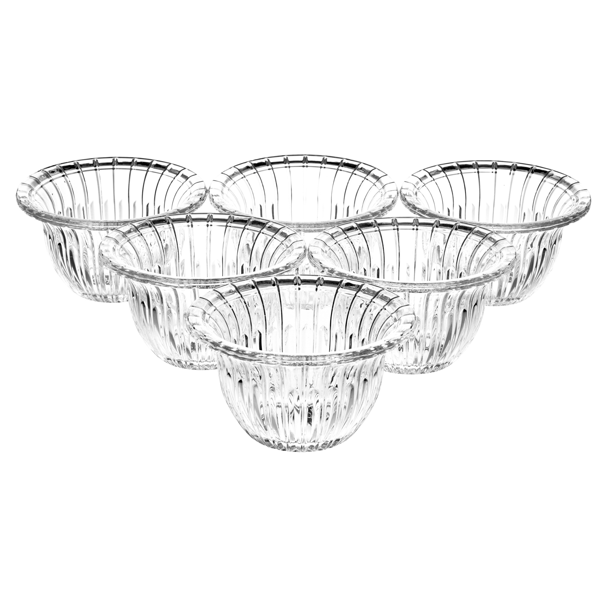 6 x f/&d sans plomb verre cristal dessert Deus Bols Plat À Collation Boîte Cadeau Set