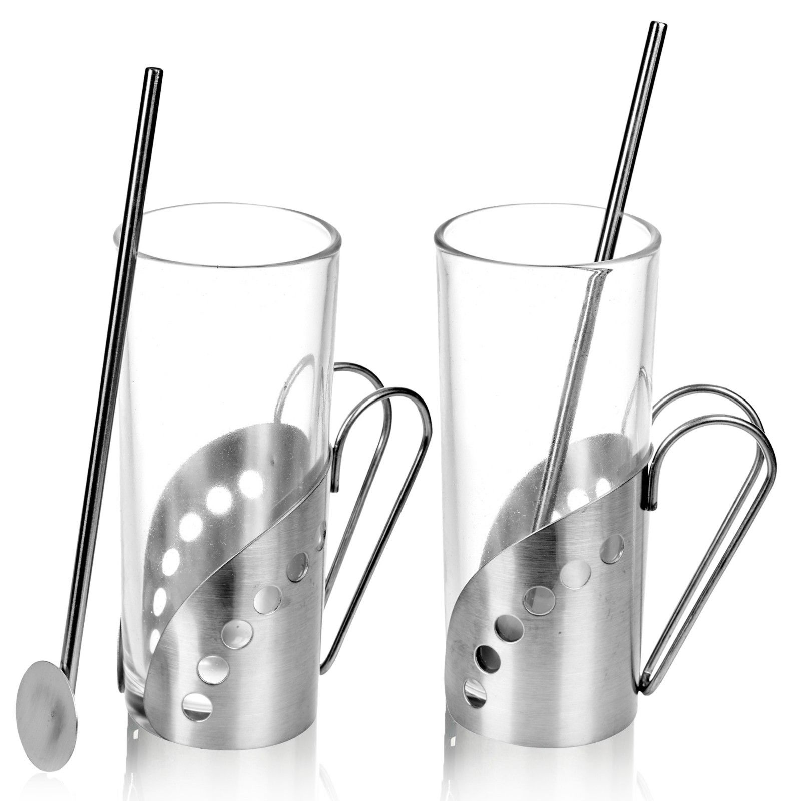 glass coffee cups with metal handles