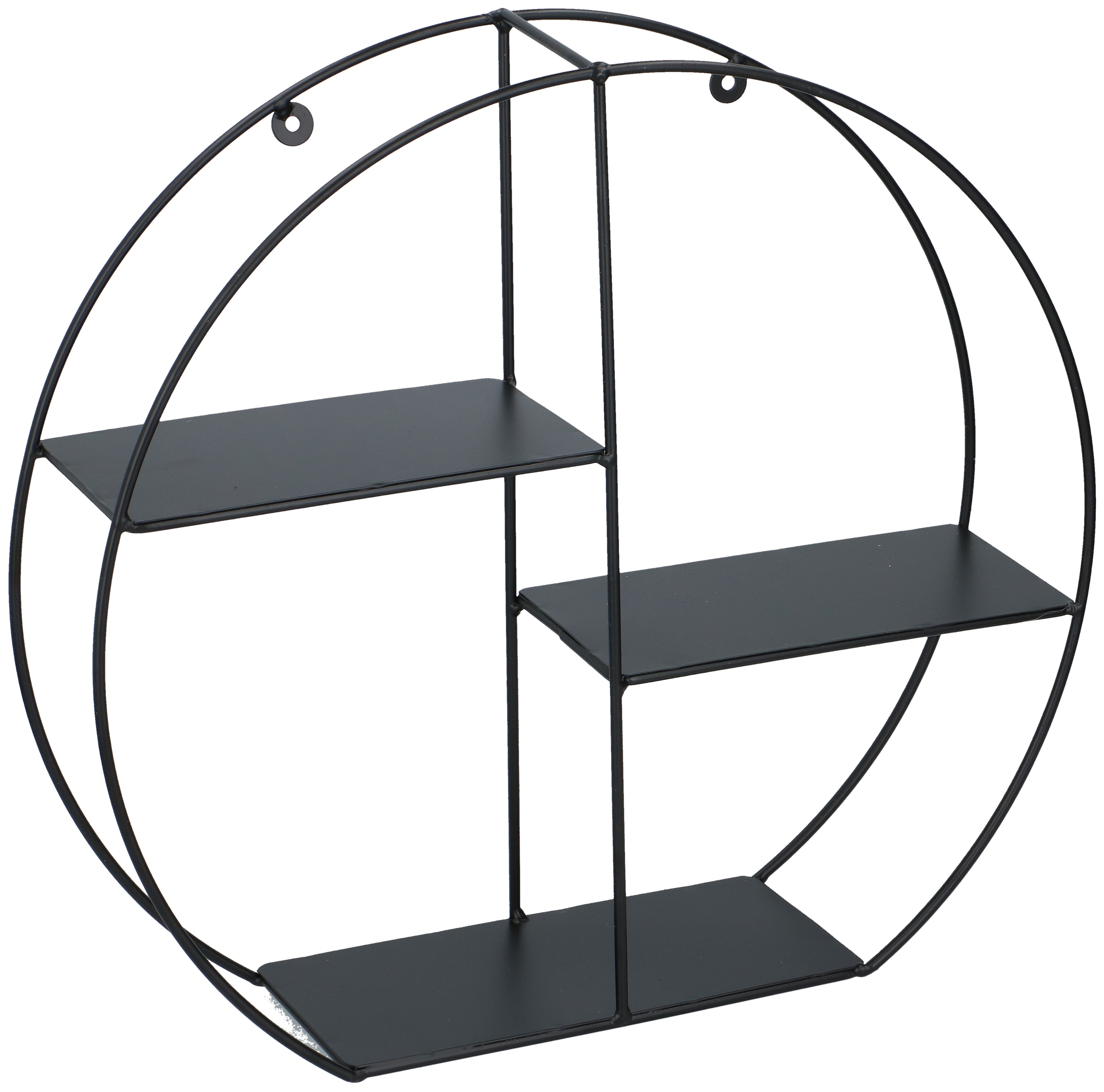 Black Wire Metal 3 Tier Round Oval Floating Wall Hanging Shelf Display