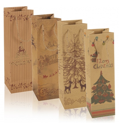 4 Assorted Craft Paper Wine Gift Bags [431906] (one of each)
