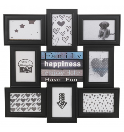 8 Picture Black Photoframe 51.9x51.9x2cm [042664]