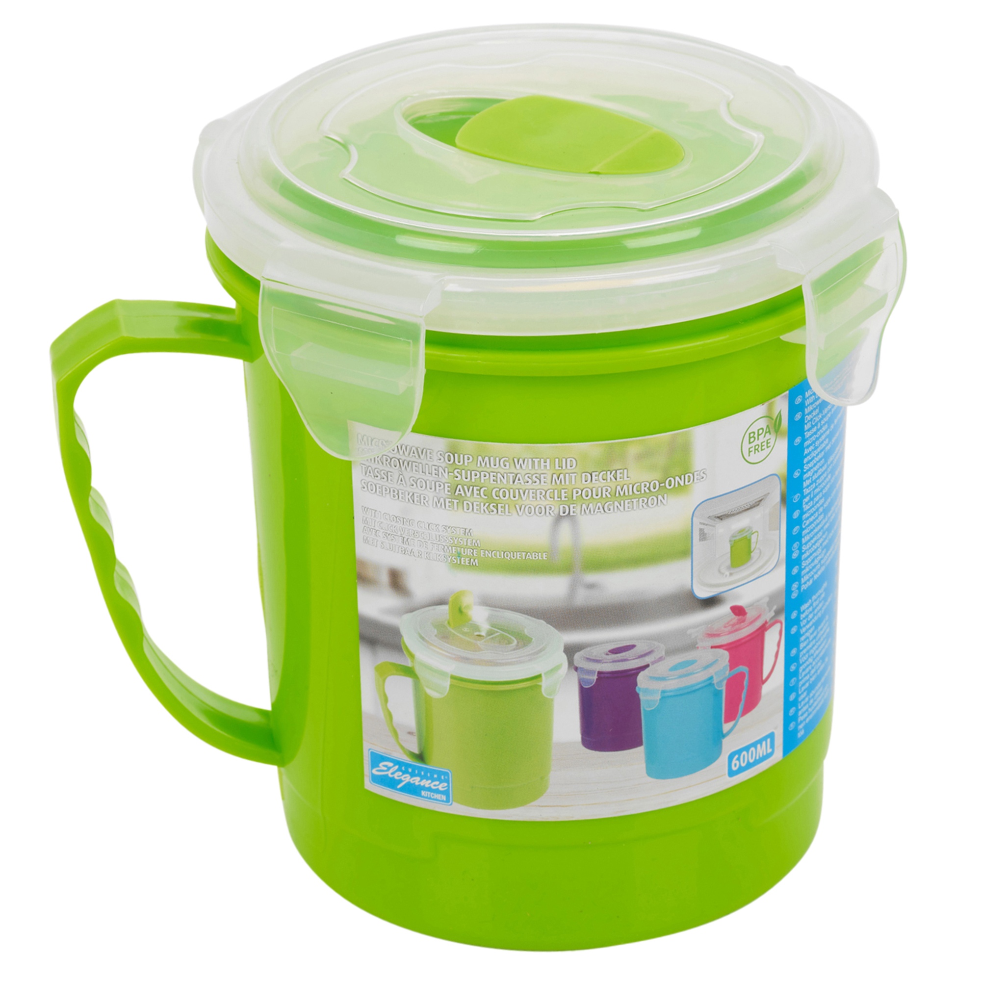 2x 600ml Microwaveable Travel Soup Mugs Holders Containers Cups Handle