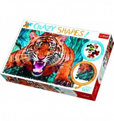 Puzzles - "600 Crazy Shapes" - Facing a tiger [11110]