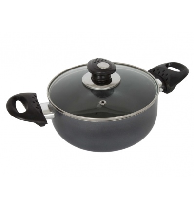 Aluminium Casserole Pan & Glass Lid 18cm