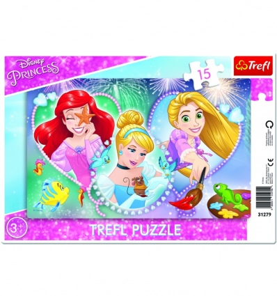 Puzzles - "15 Frame" - Three smiling princesses  [31279]