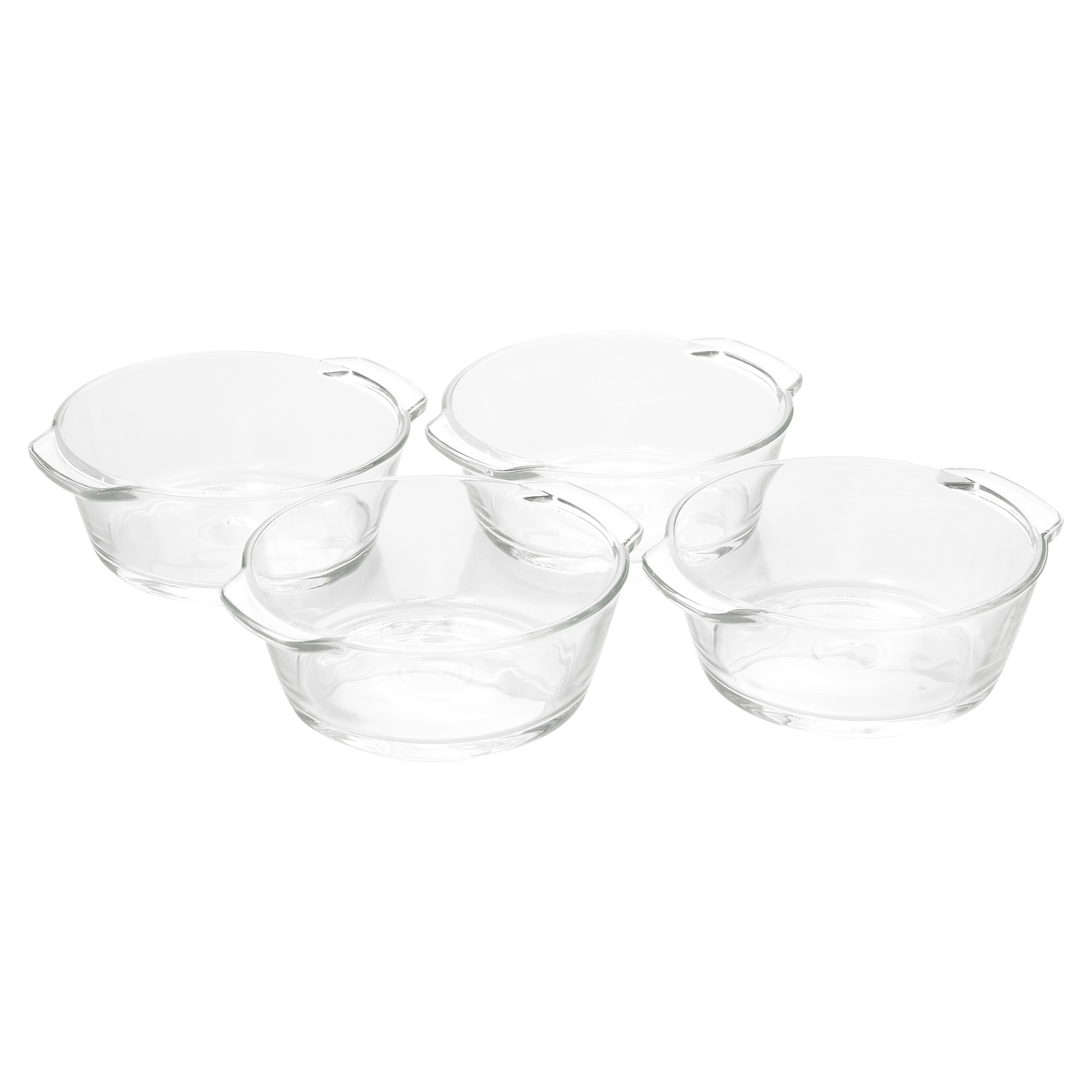 4 Tempered Glass Bowl Ramekin Dishes Set Small Casserole Oven