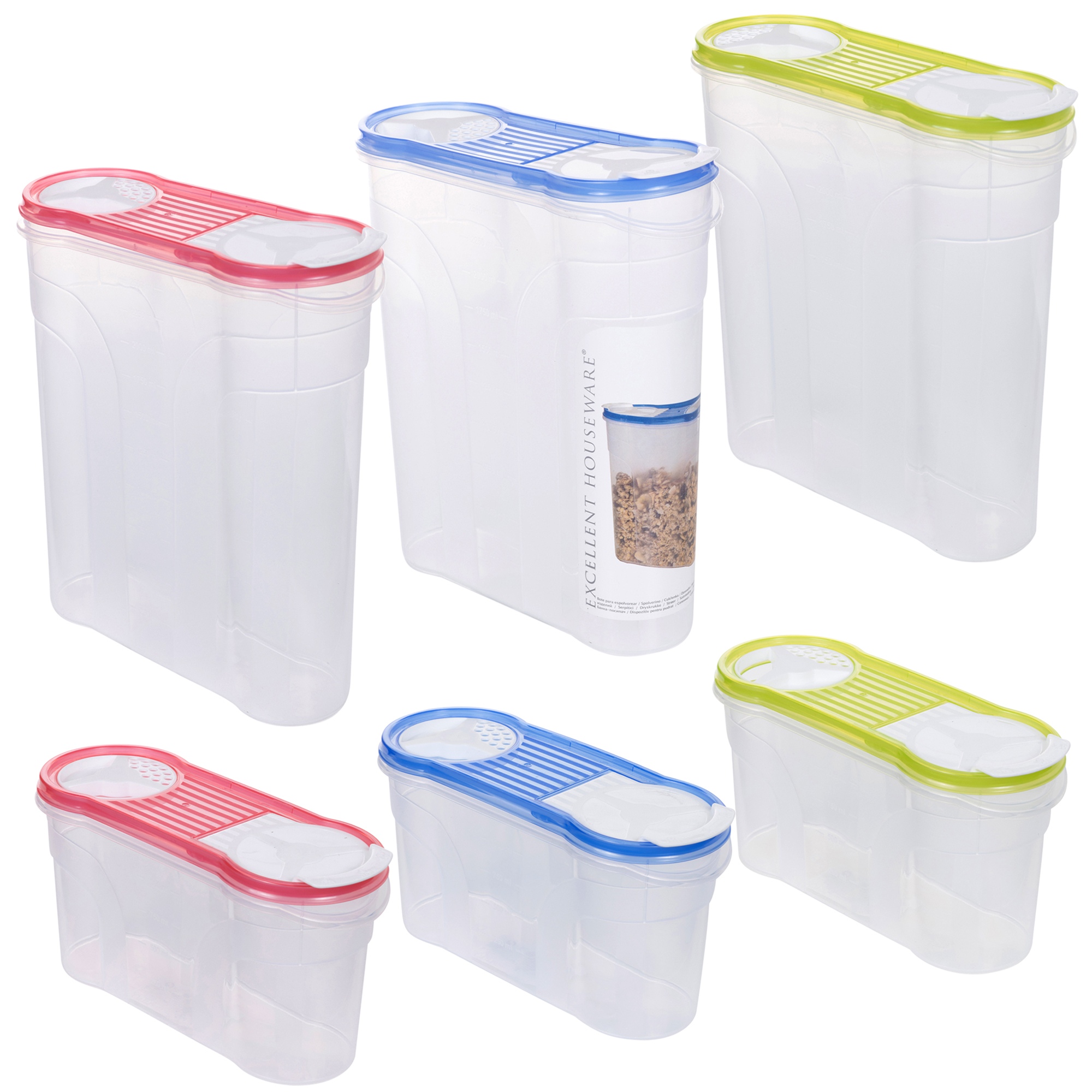 3 or 6 Pc Food Storage Container Cereal Dispenser Sprinkle Jar Clip Lid