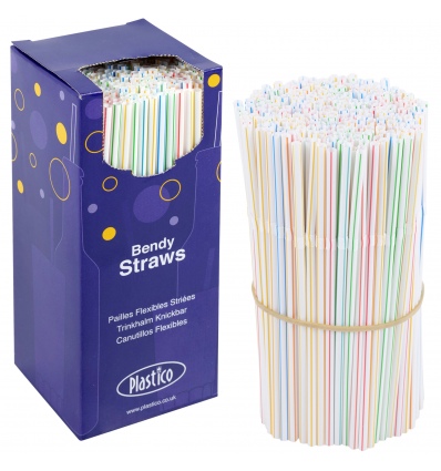 Plastico bendy Straws x250 [039706]