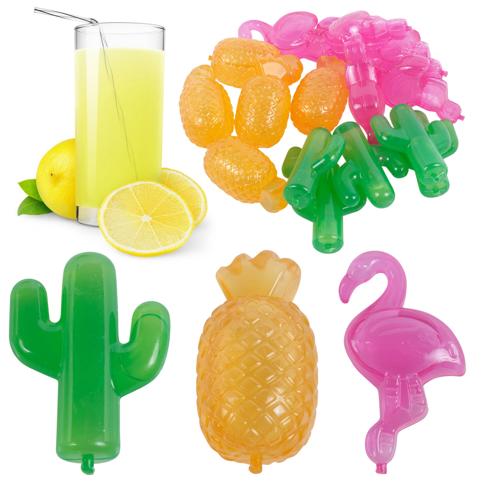 20 Pieces Plastic Ice Cubes Fruit Shaped Assorted Cool Cold Drinks Bar Reusable