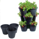 3 Section Stackable Flowerpot Black [320255]