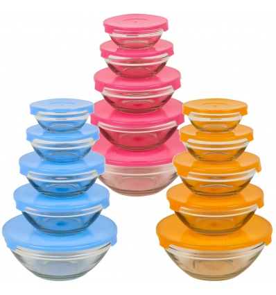 5 PC Glass Bowls With Lids [853160] [185316]