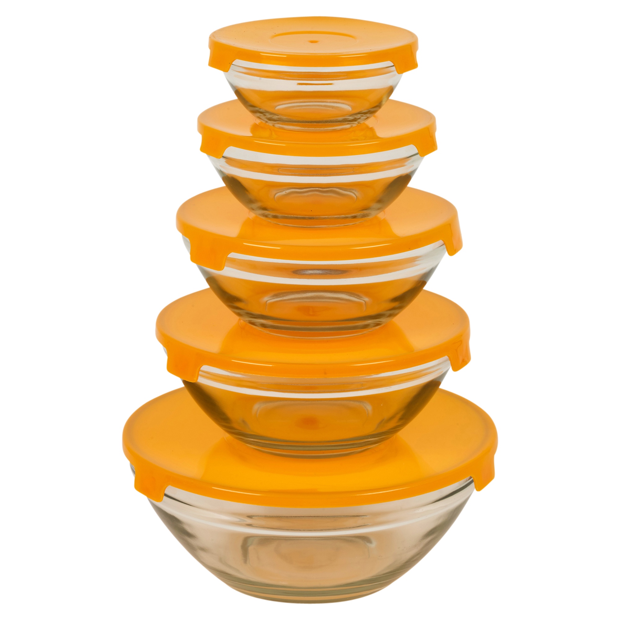 5 PCS Glass Bowl Set with Lid Food Storage Microwave Dishwasher and