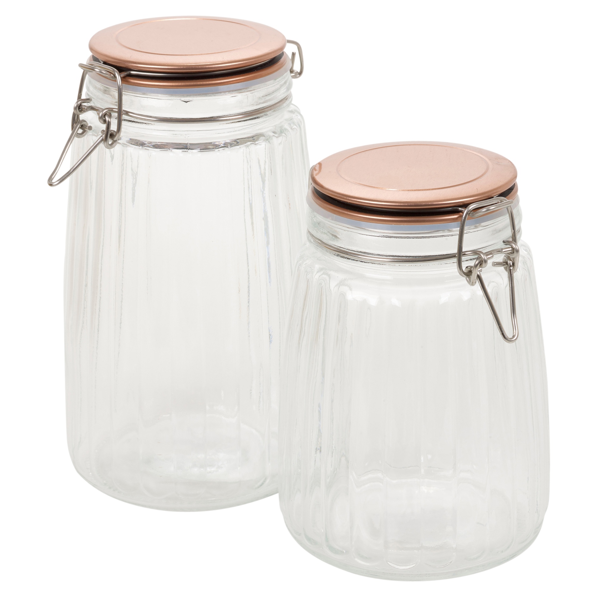 Embossed Glass Storage Food Preserve Preserving Jar Gold Finish Lid Kitchen Tidy