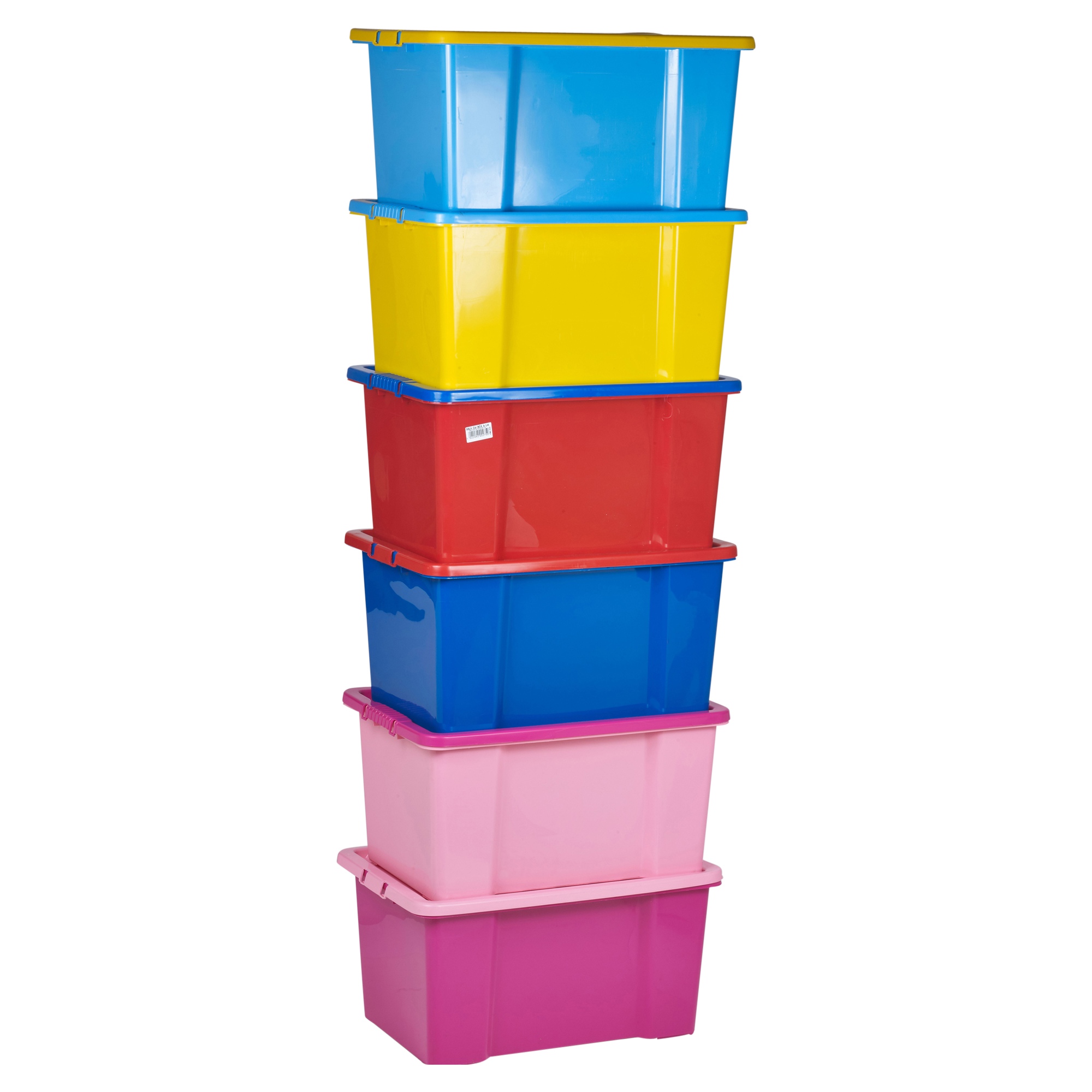 50 Litre Coloured Plastic Storage Boxes Set Clip Lid Quality Stackable
