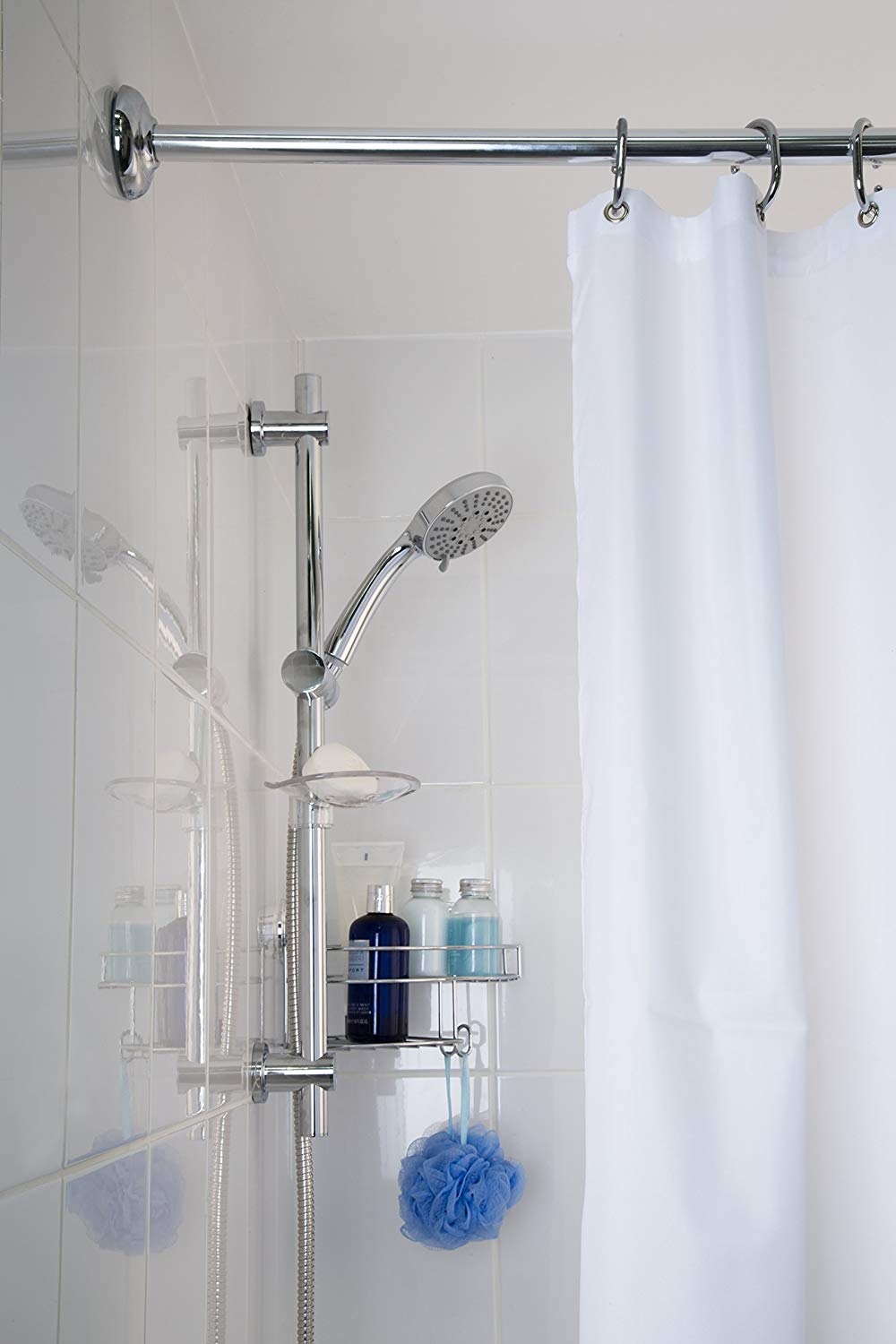 Details about 90cm Croydex Chrome 4 Way Modular Shower Curtain Bar Rod Hanging Rail Bath Pole croydex modular shower curtain rod