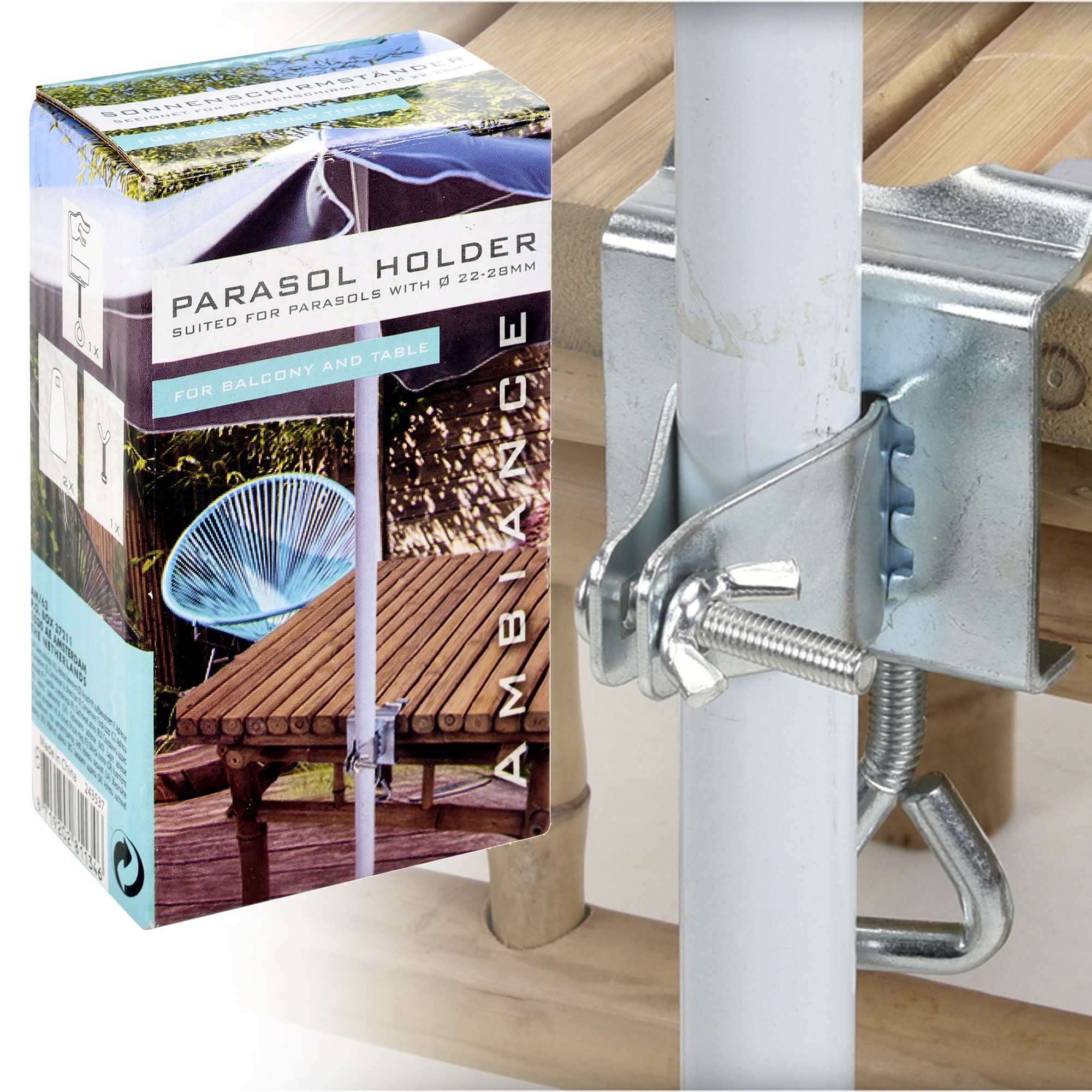 Stainless Steel Metall Sonnenschirm Halter Klemme für Garten Tisch Balkon