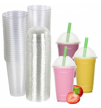 20oz 50 Smoothie Cups With Lids [018623]