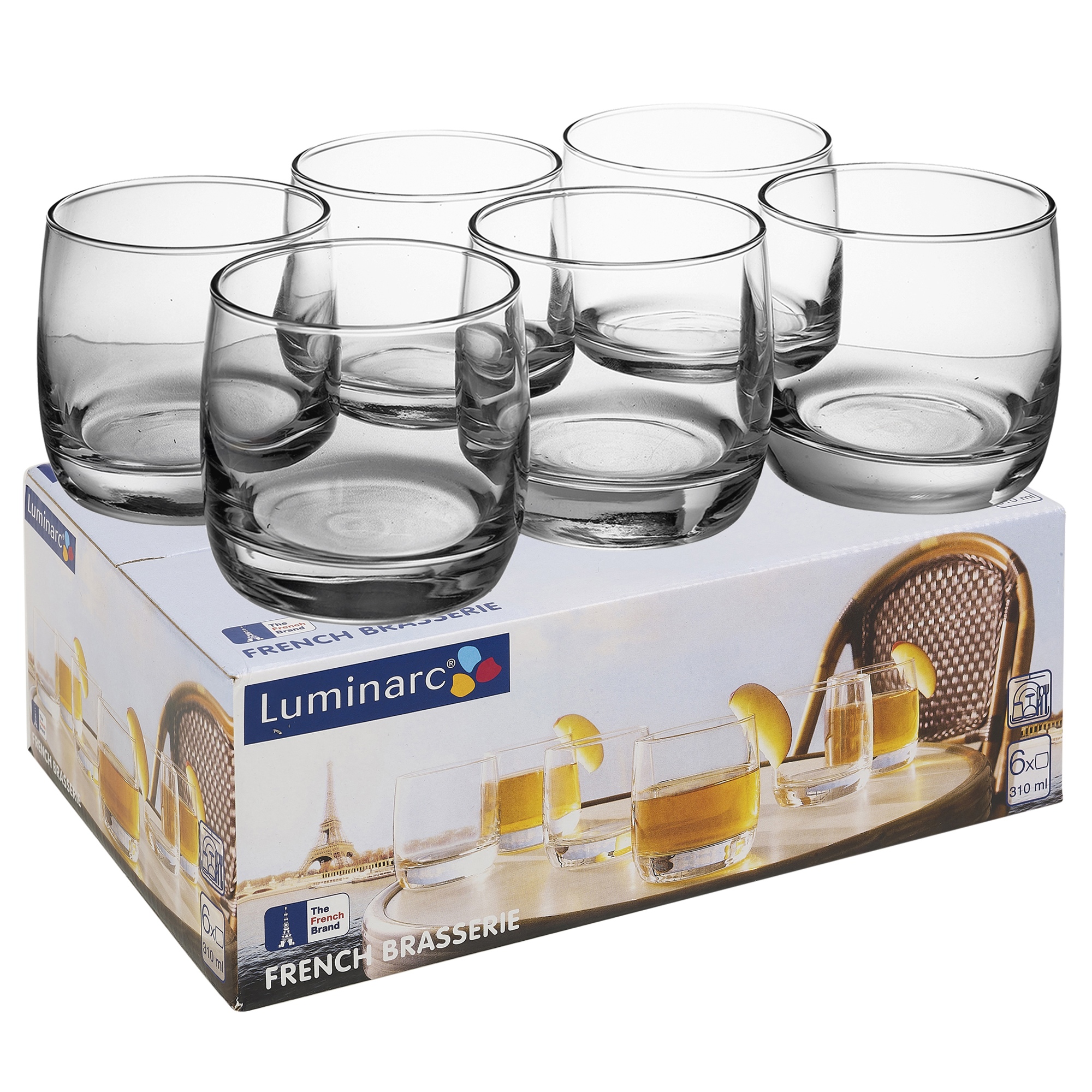 6 PCS Tall 330ml Luminarc Drinking Glasses Tumblers Whiskey Cocktail