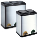 STAINLESS STEEL RECYCLING PEDAL BIN WITH BLACK LIDS