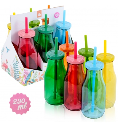 230ml Drinking Mini Bottle Glasses Set of 6 Assorted [976786]