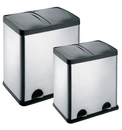 2 COMPARTMENT STAINLESS STEEL SATIN FINISH PEDAL BIN