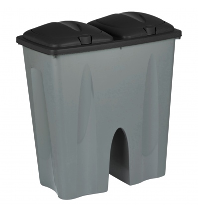 Black Square Duo Recycling Bin [129018]