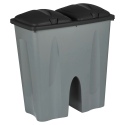 Grey Square Duo Recycling Bin with Black Lid [129018]