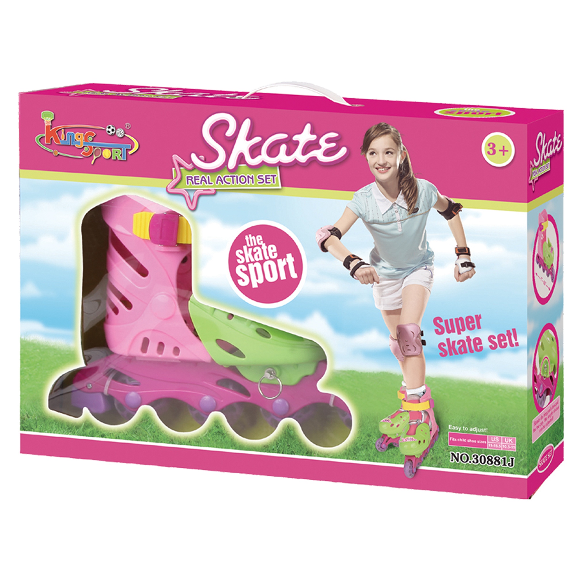 Kids 4 Wheels In Line Roller Blades Skates Boys Girls Adjustable Size