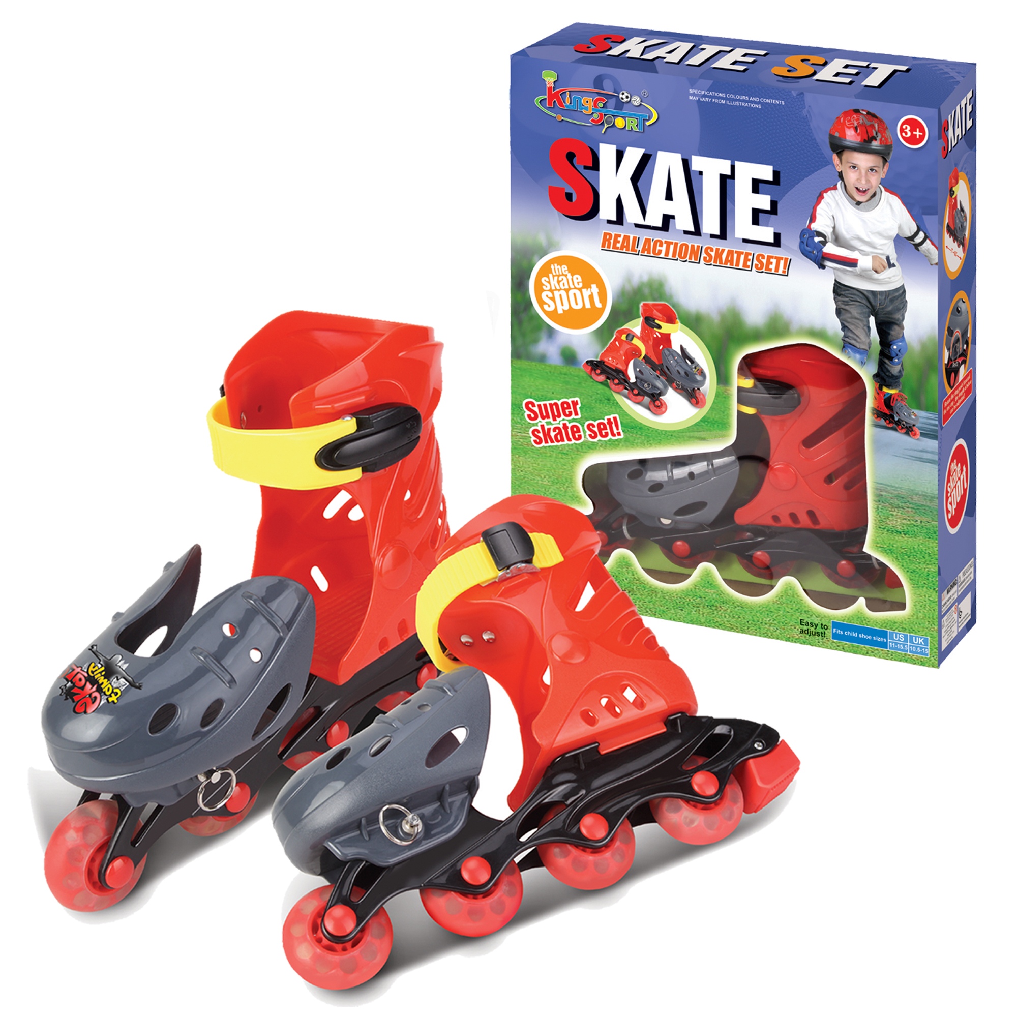 Kids 4 Wheels In Line Roller Blades Skates Boys Girls Adjustable Size