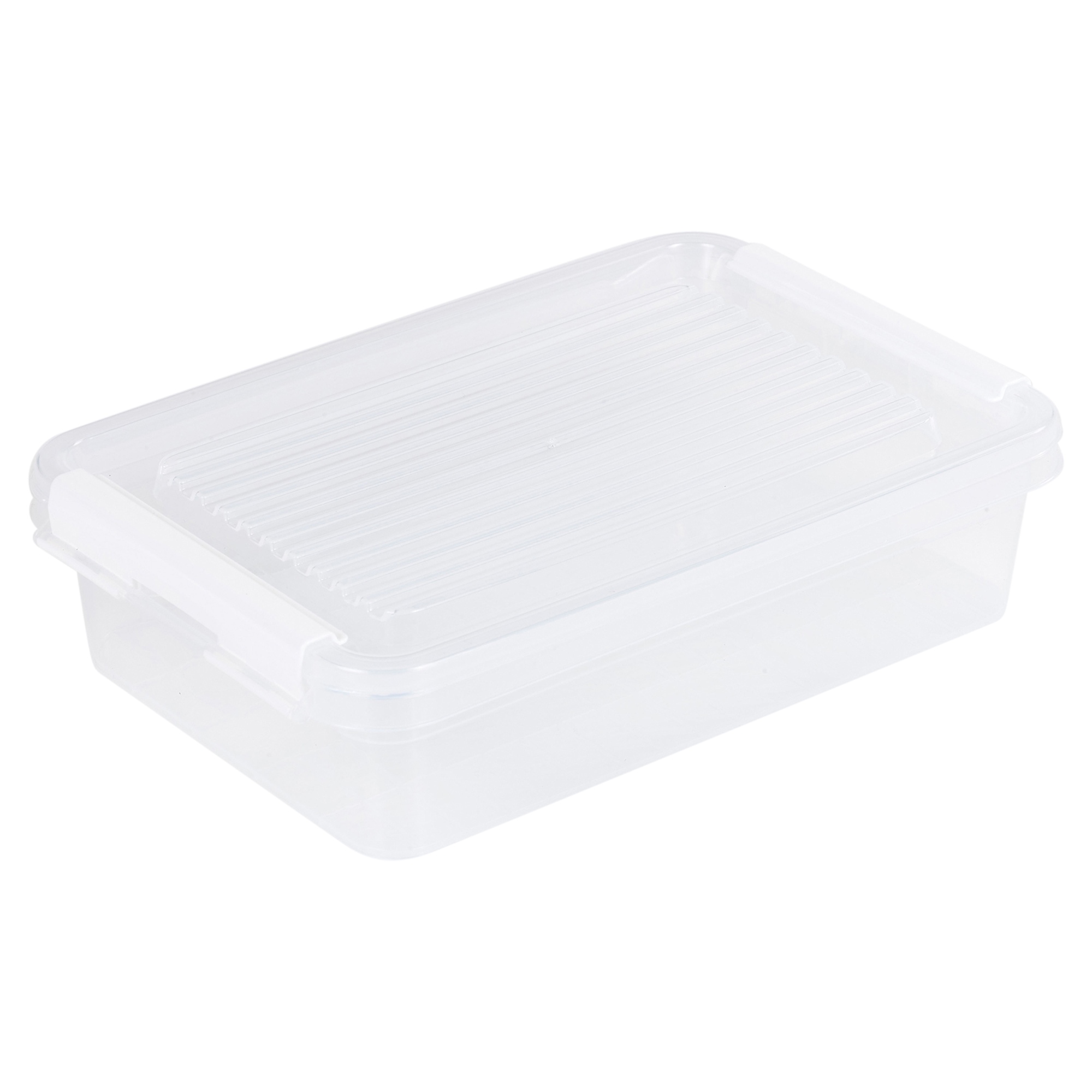4x 1800ml White Food Storage Boxes Crates Containers with Clip On Lids