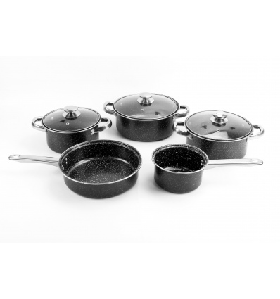 8 Pcs Black Marble Cookware Set [801116]