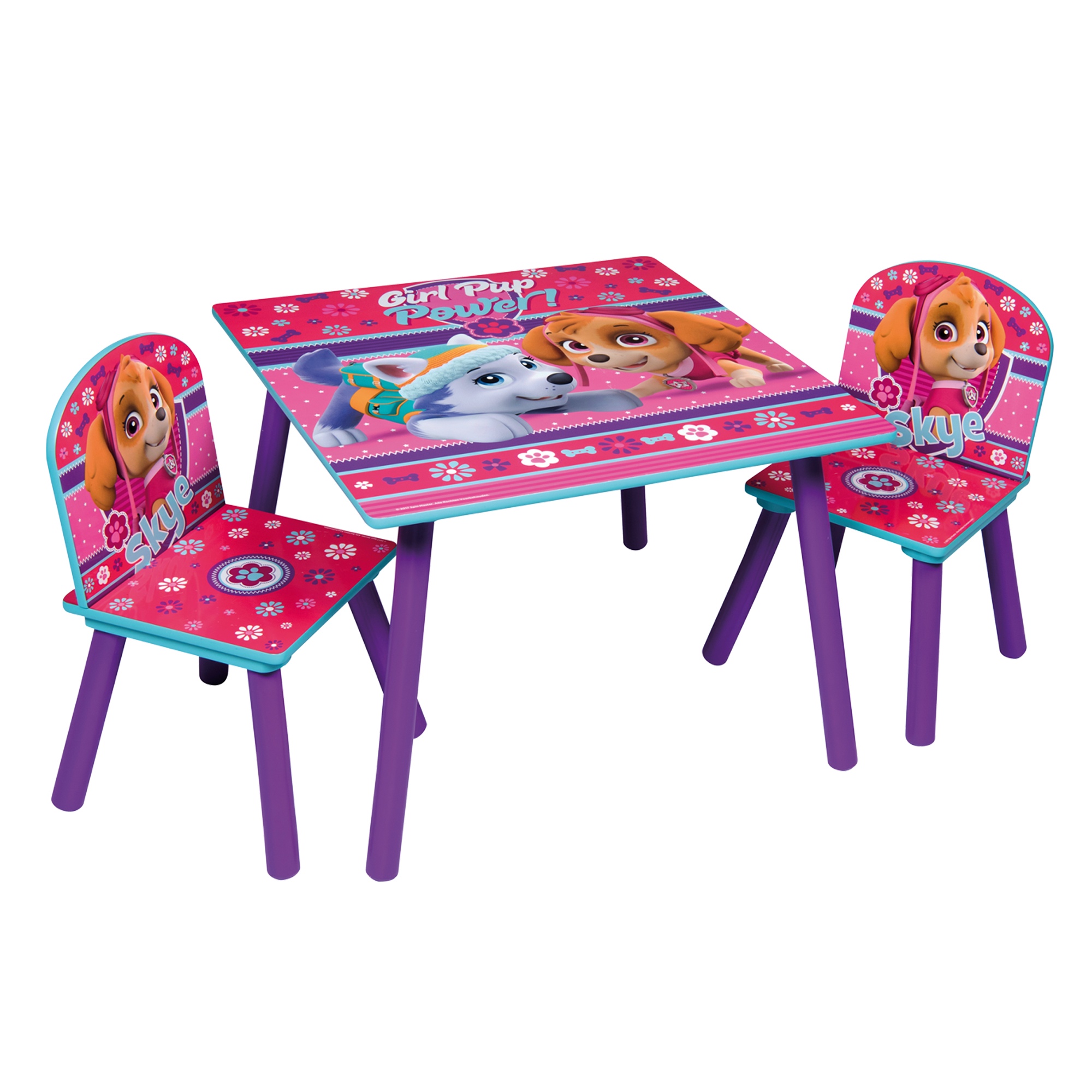 details about paw patrol themed pink table and chair set wooden activity  playroom furniture