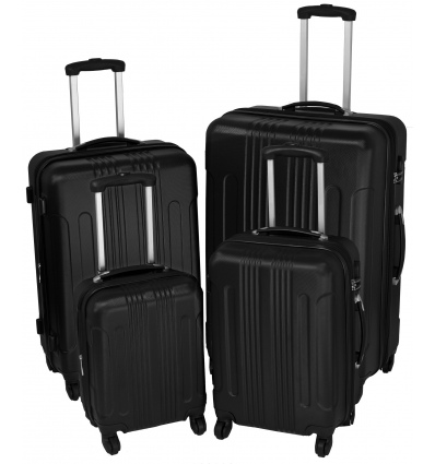 Four Piece 4 Wheel ABS Spinner Suitcase Set - Black