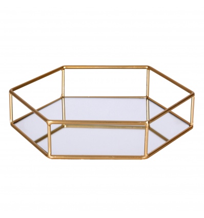 Hexagon Shaped Mirror Tray 30x26x5cm [533302]