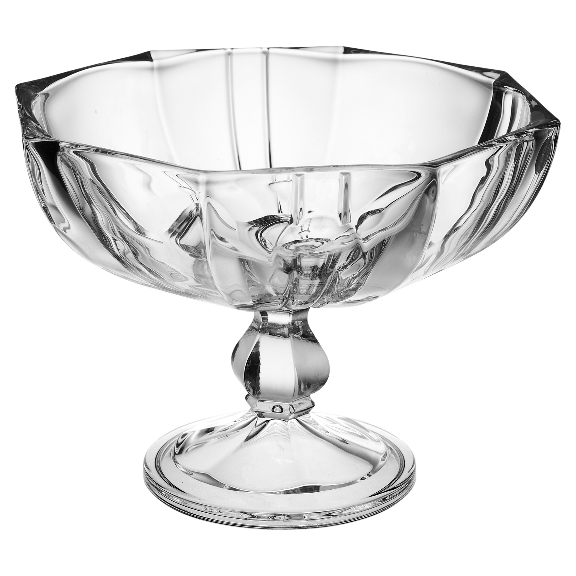 Crystal Glass Fruit Bowl With Stand Large Serving Dish Decorative