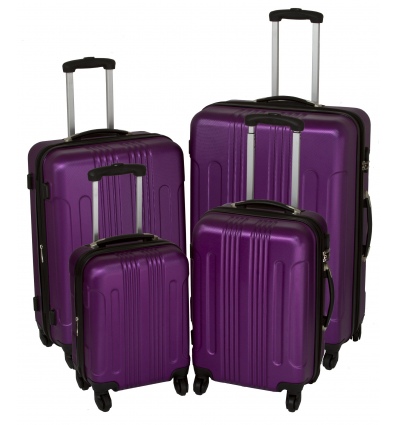 Four Piece ABS Spinner Suitcase Set - Purple