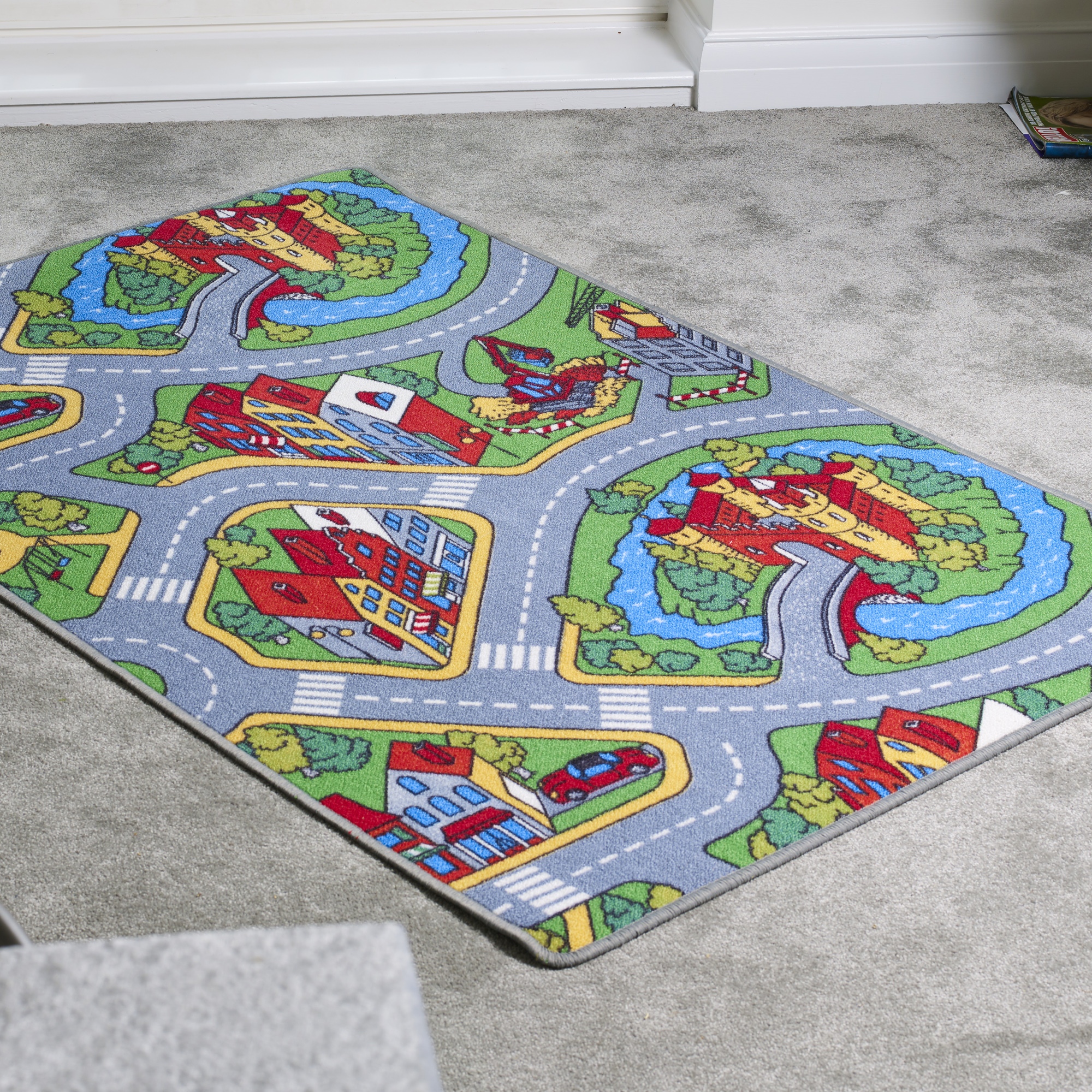 Kids Giant City Playmat Roads Buildings Town Play Cars Carpet Rug Play