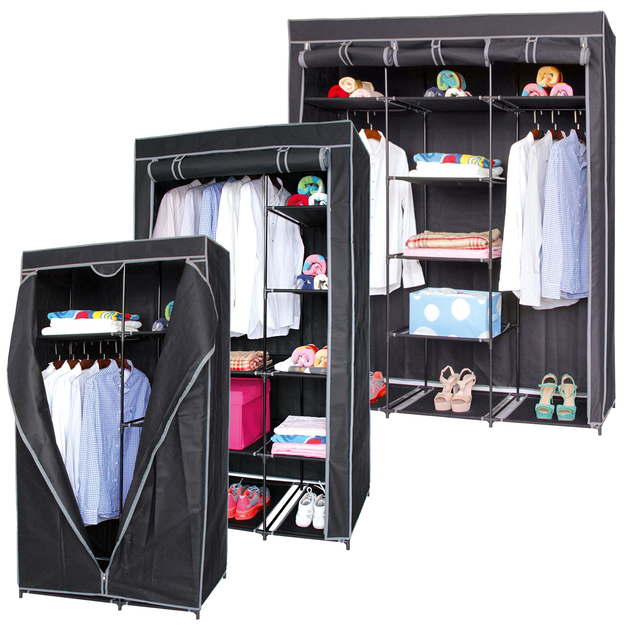 Collapsible Portable Travel Wardrobe Cupboard Shelves And Hanging