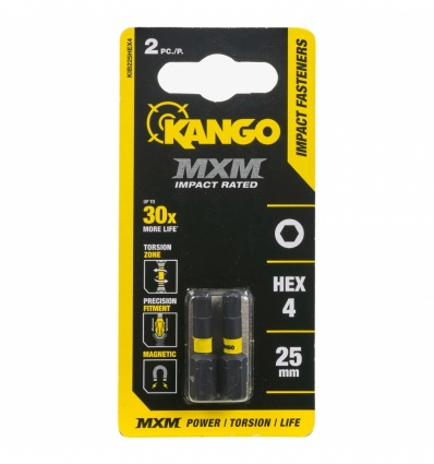 Kango KIB225HEX4 25mm HEX4 - 2 Pack 2pc 25mm Bit Set [148438]