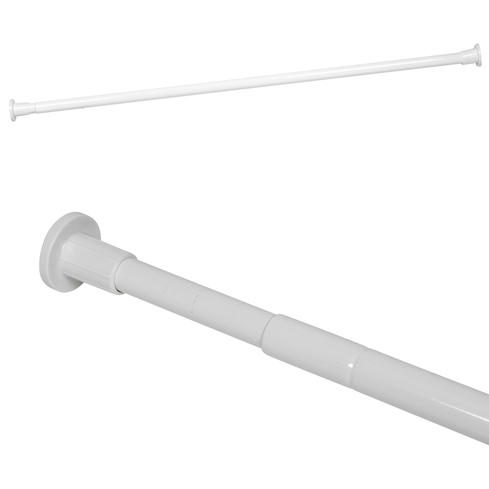 White or Chrome Extendable Telescopic Bath Shower Curtain Rail Rod 110
